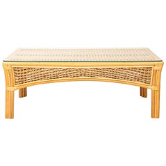 Rattan and Rope Glass Top Coffee Table