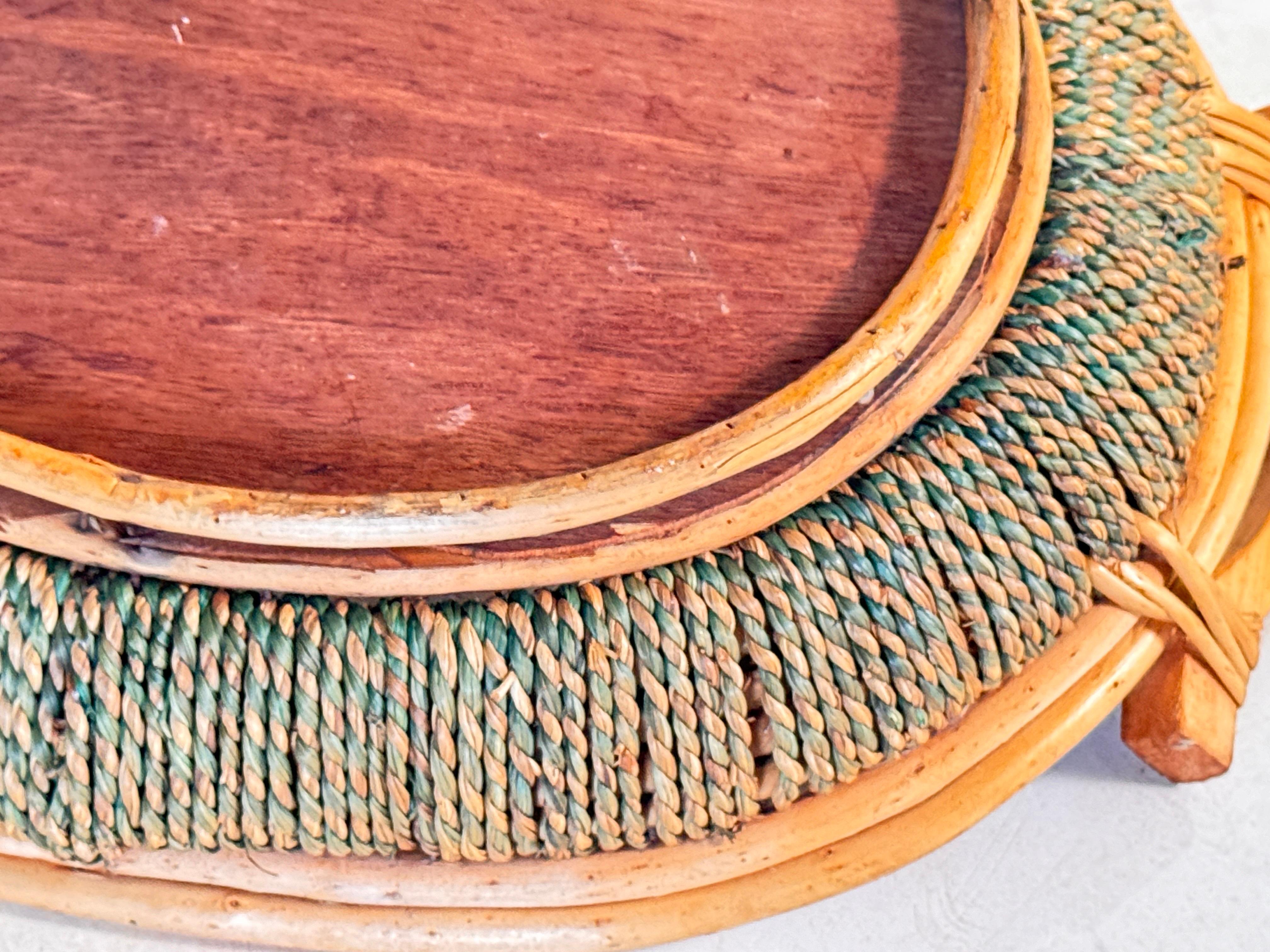 Rattan and Rope Italian Basket Bowl Centerpiece, 1970s Crespi Style For Sale 7