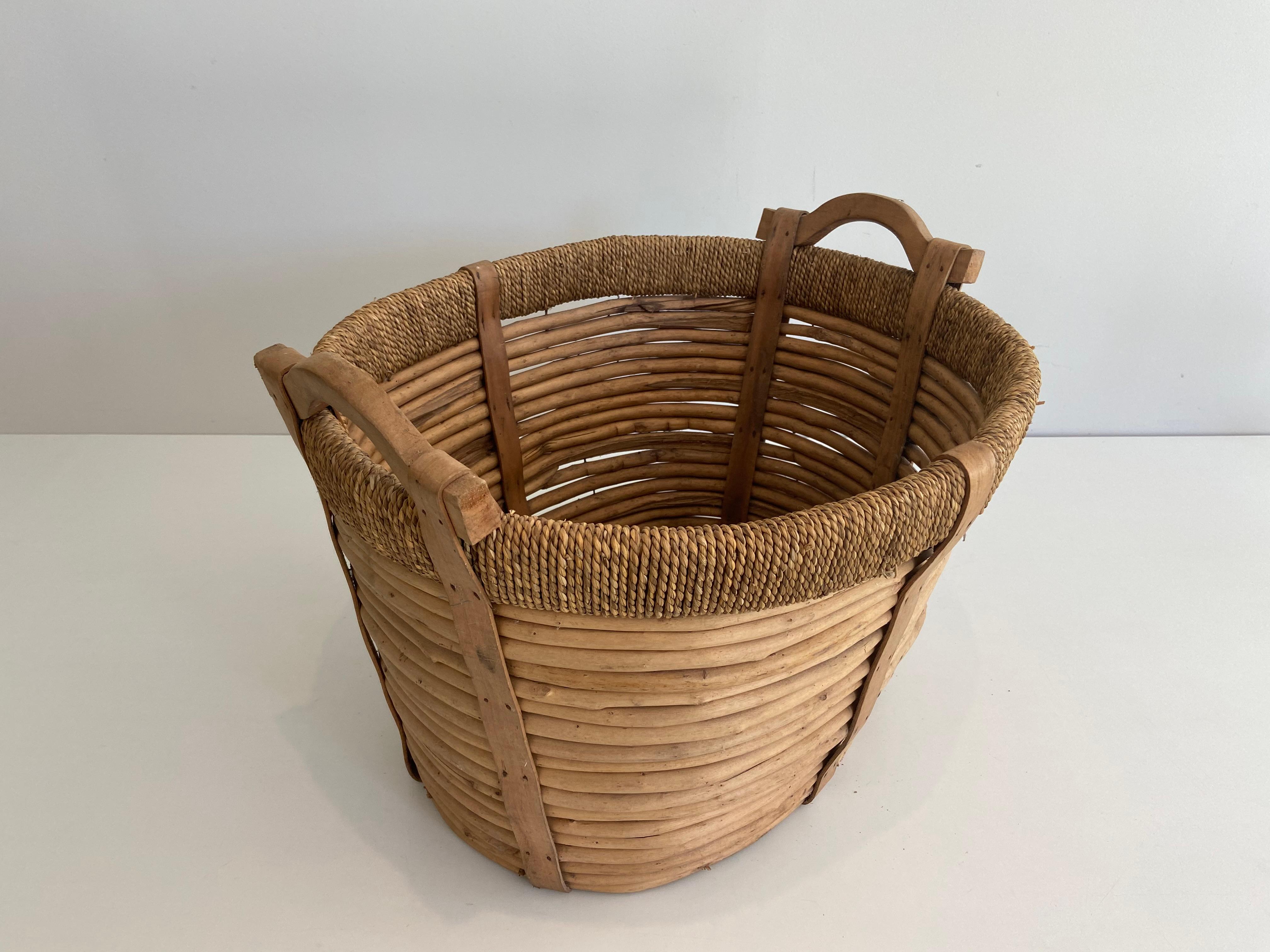 Rattan and Rope Logs Basket, French Work, Circa 1950 9