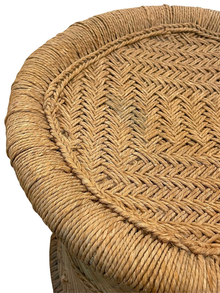 Rattan and Rope Stool For Sale at 1stDibs