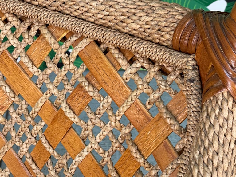 Rattan and Rope Tiki Style Sling Sofa For Sale 5