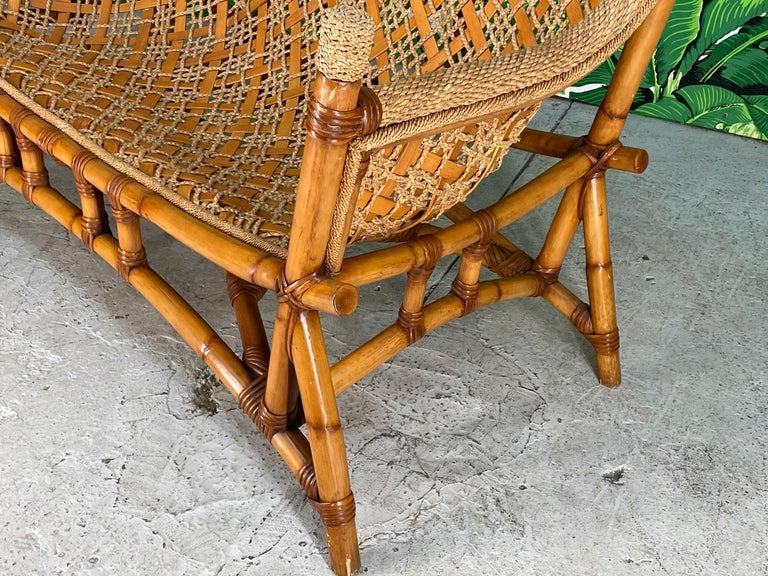Rattan and Rope Tiki Style Sling Sofa For Sale 2