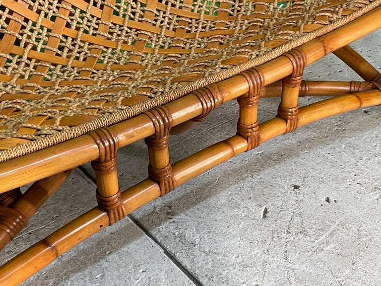 Rattan and Rope Tiki Style Sling Sofa For Sale 3