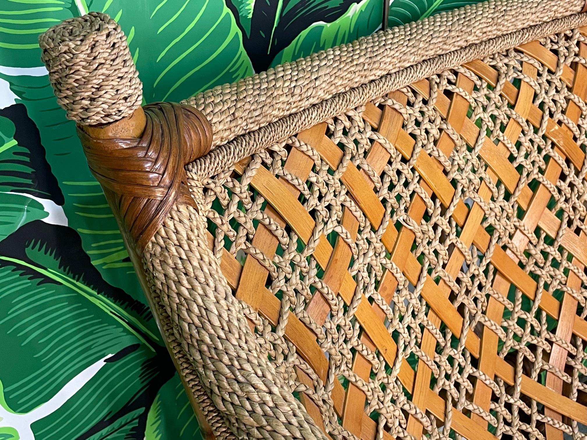Rattan and Rope Tiki Style Sling Sofa For Sale 4