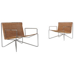 Rattan and Steel Armchairs Gelderland, 1964