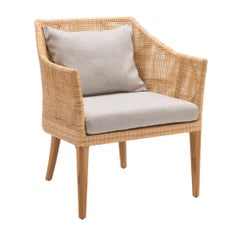 Rattan And Teak Wooden Armchair