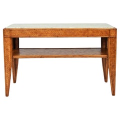 Vintage Rattan and travertine console table, 1960s.