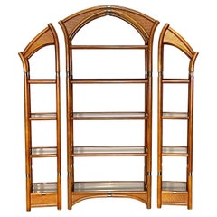 Rattan and Wicker 3 Piece Etagere Wall Unit