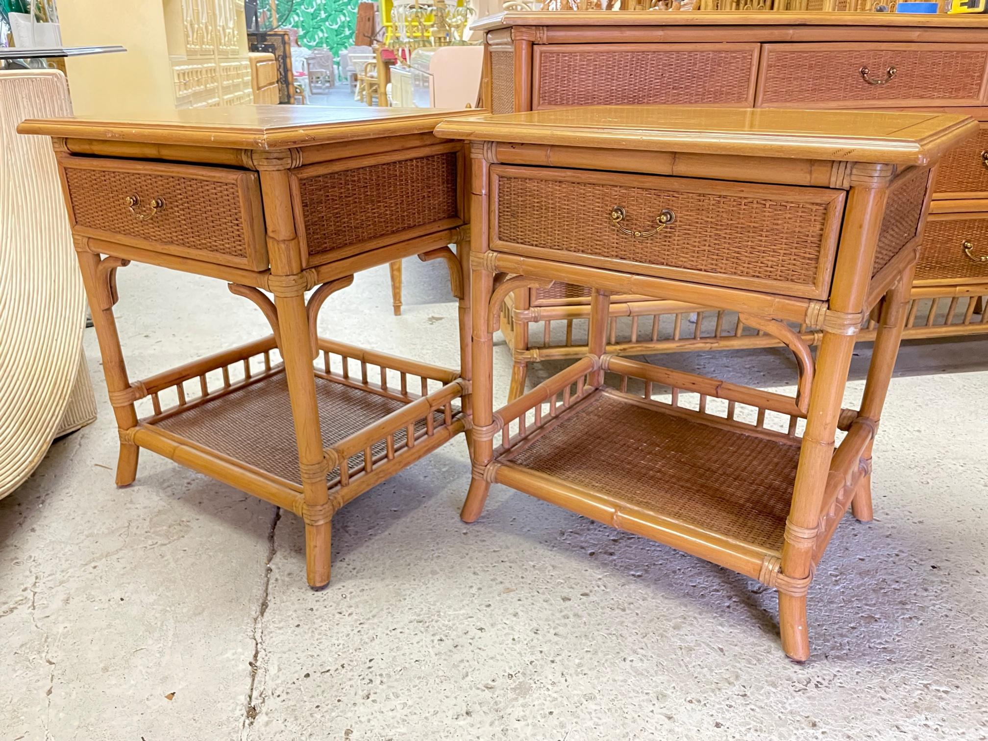 Rattan and Wicker 7-Drawer Nightstands, a Pair 2