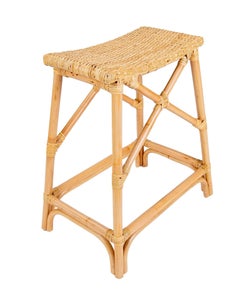 Barhocker aus Rattan und Korbgeflecht mit geflochtenem Sitz