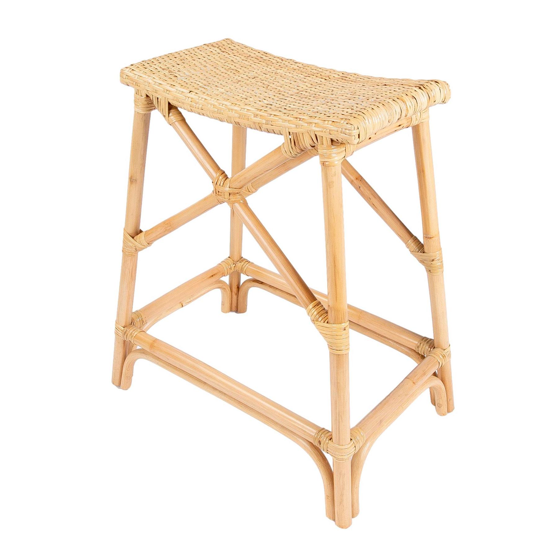  Rattan and Wicker Bar Stool with Interlaced Seat 1