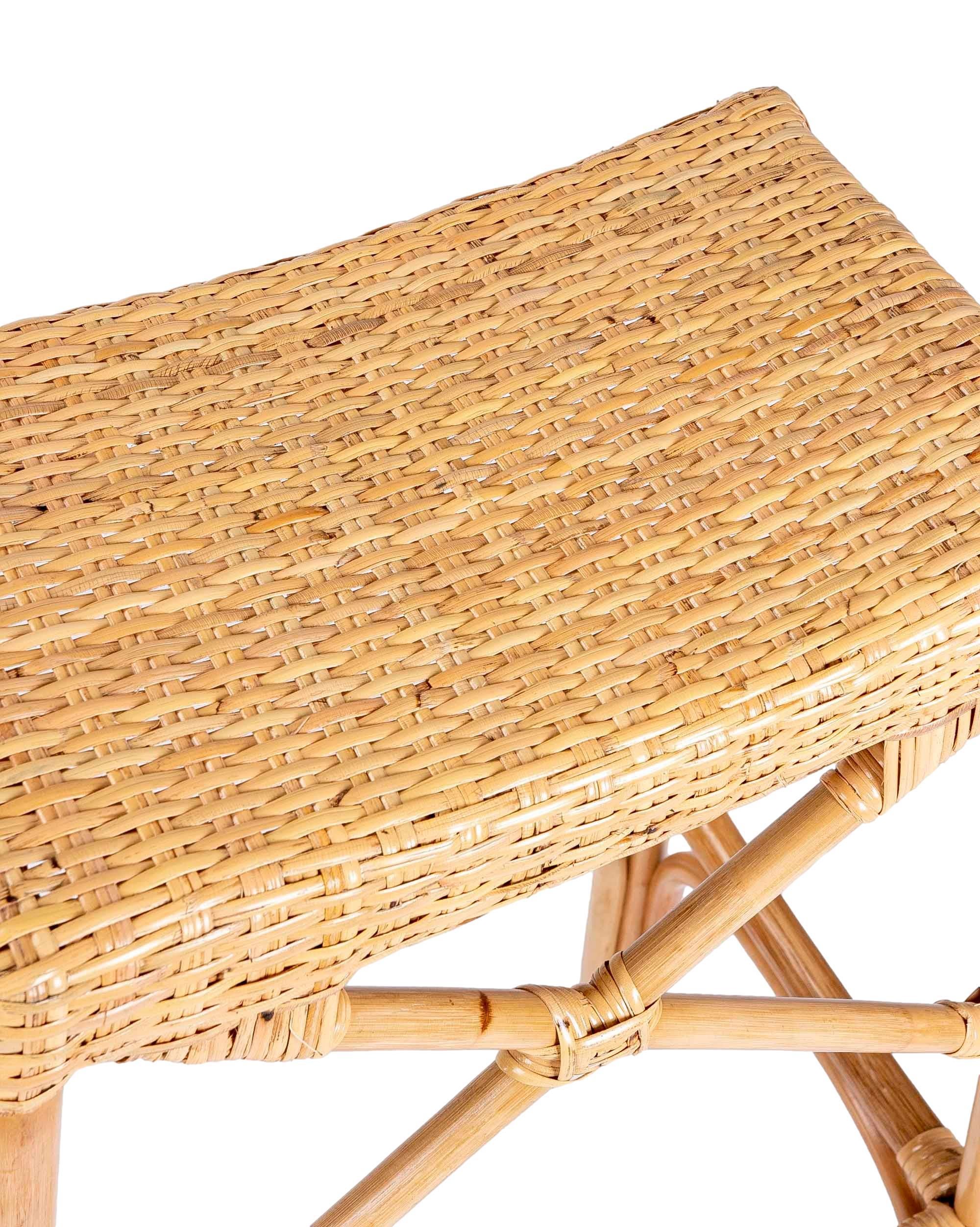 Rattan and Wicker Bar Stool with Interlaced Seat For Sale 4
