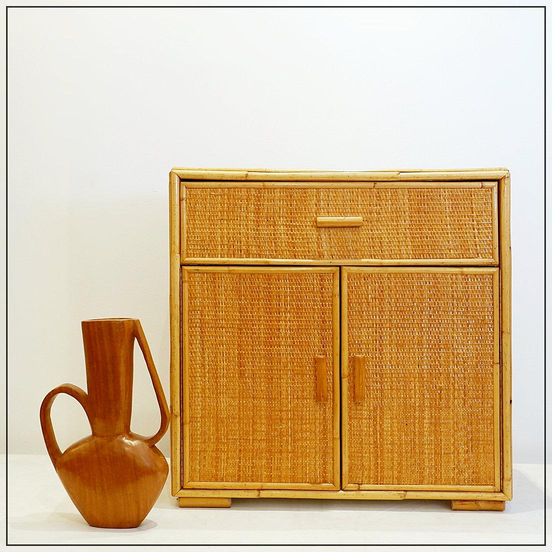 Armadio in rattan e vimini - Anni '60 in vendita 6
