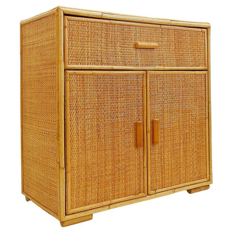 Armoire en rotin et osier - années 1960
