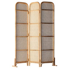 Rattan and Wicker Cane Folding Screen Divider