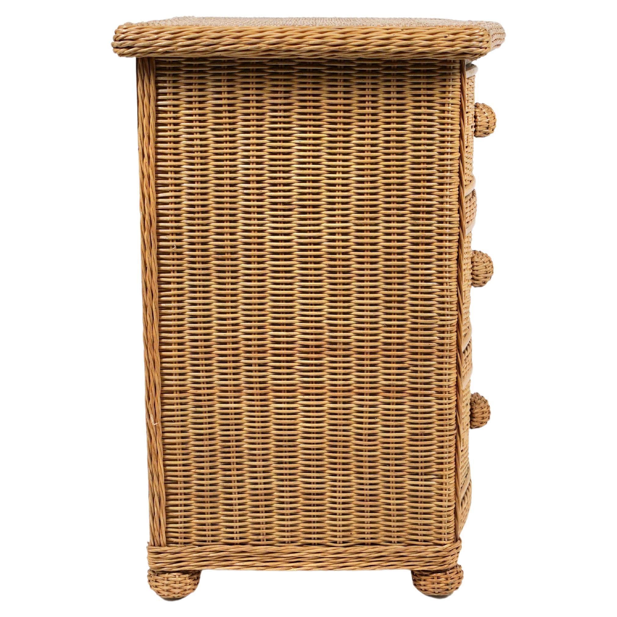 Rattan and Wicker Chest of Drawers Attributed to Vivai del Sud, Italy, 1970s For Sale 2