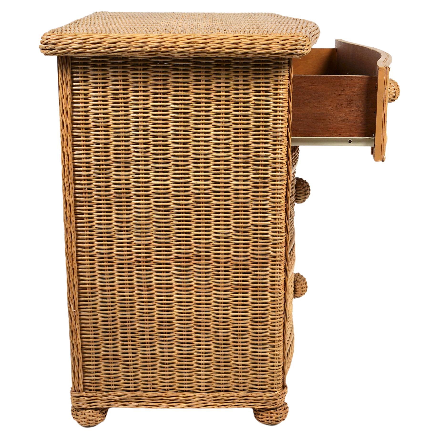 Rattan and Wicker Chest of Drawers Attributed to Vivai del Sud, Italy, 1970s For Sale 3