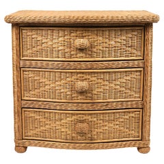 Rattan and Wicker Chest of Drawers Attributed to Vivai del Sud, Italy, 1970s