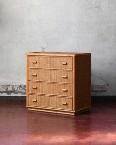 Rattan And Wicker Chest Of Drawers With 4 Drawers
