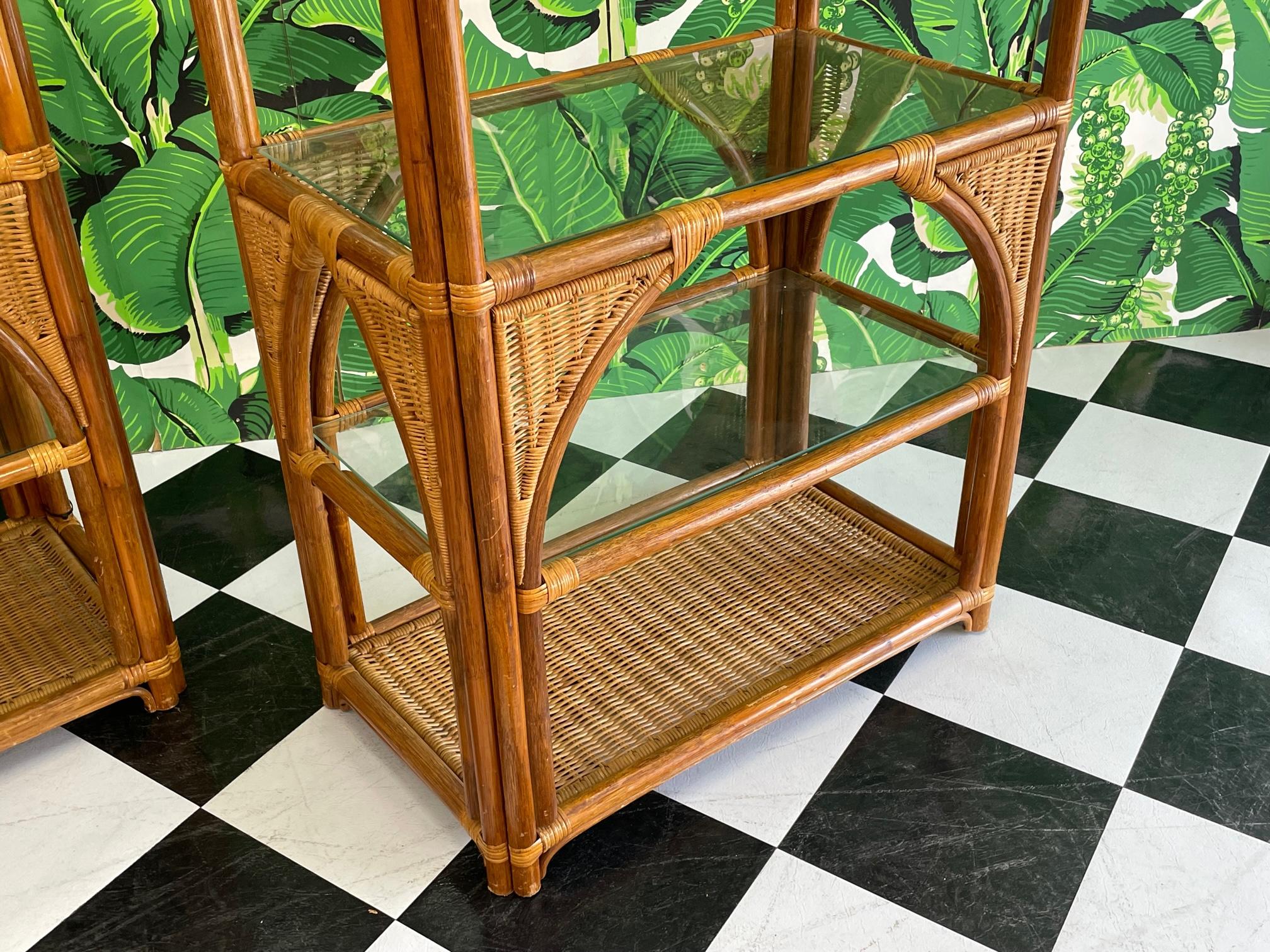 Rattan and Wicker Etagere Bookshelves For Sale 5