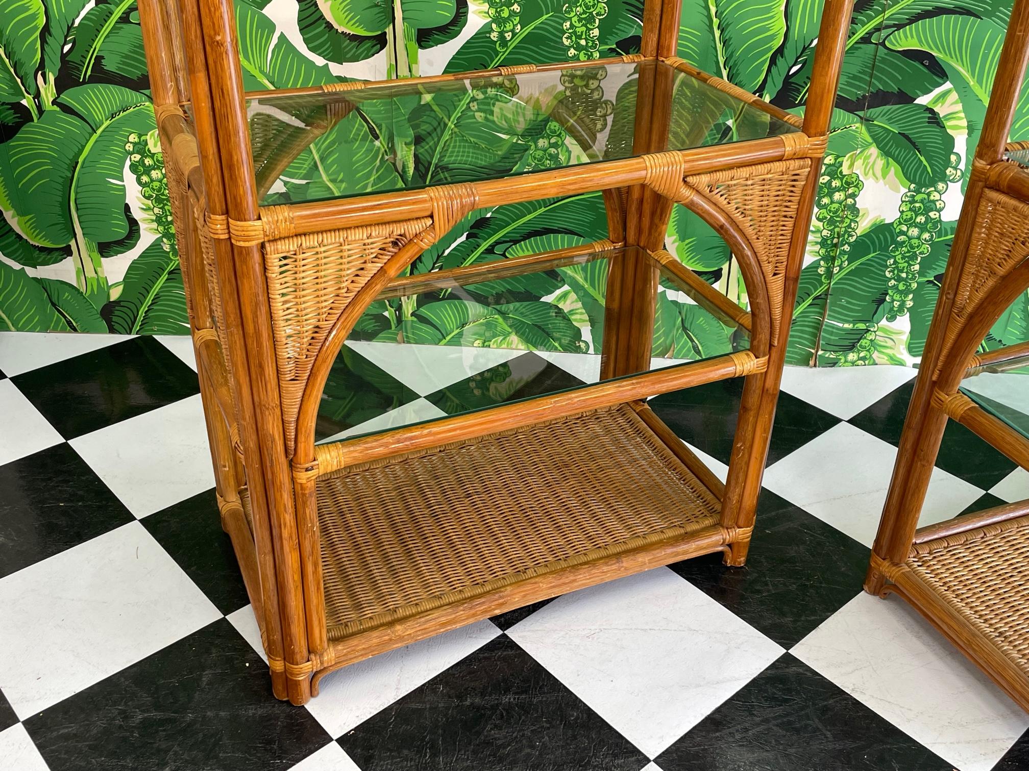 Rattan and Wicker Etagere Bookshelves For Sale 4