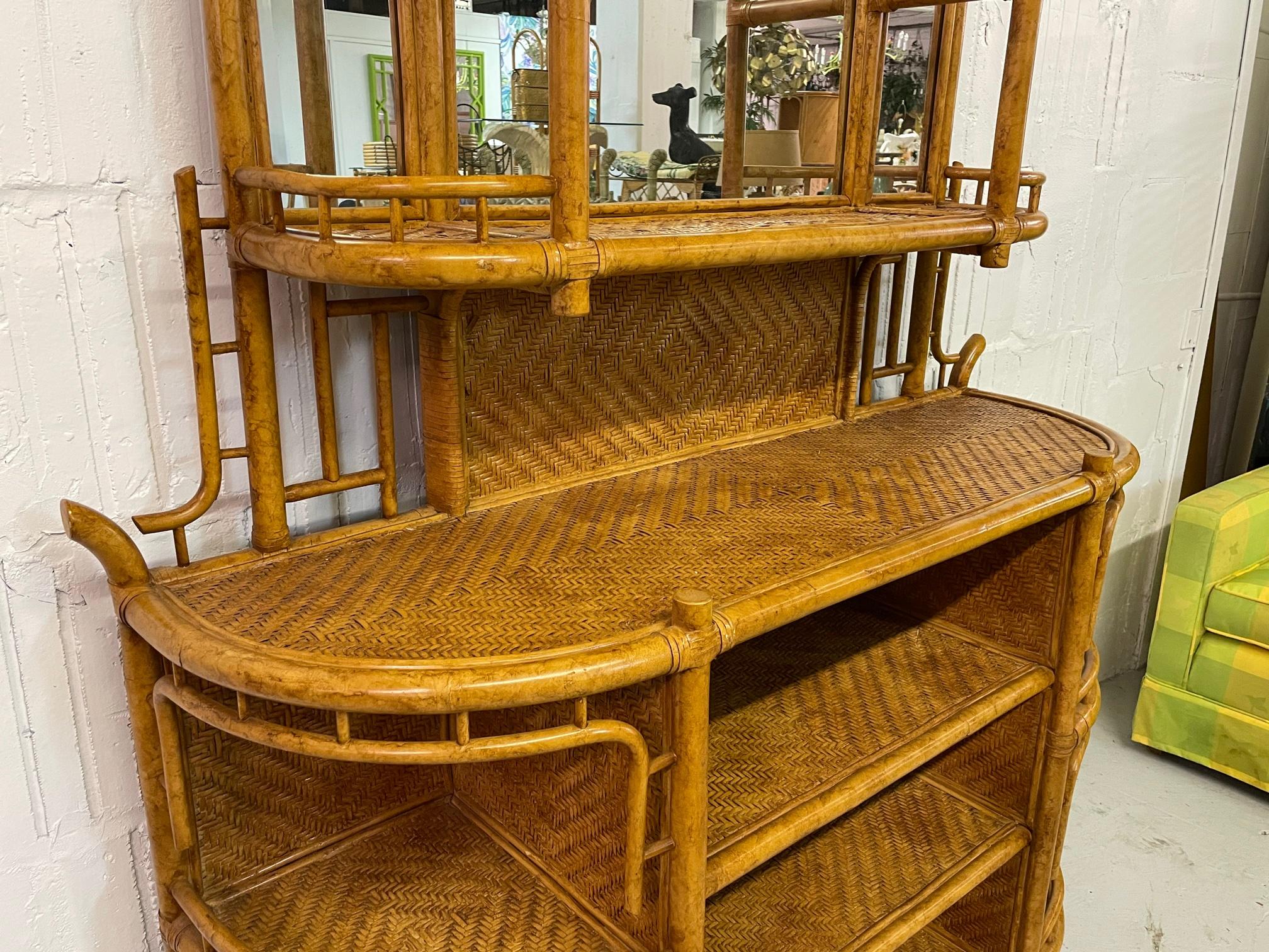Rattan and Wicker Étagère by Maitland Smith In Good Condition In Jacksonville, FL
