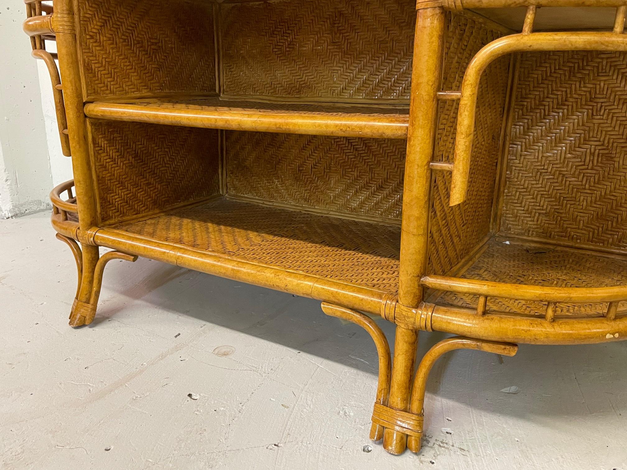 Late 20th Century Rattan and Wicker Étagère by Maitland Smith