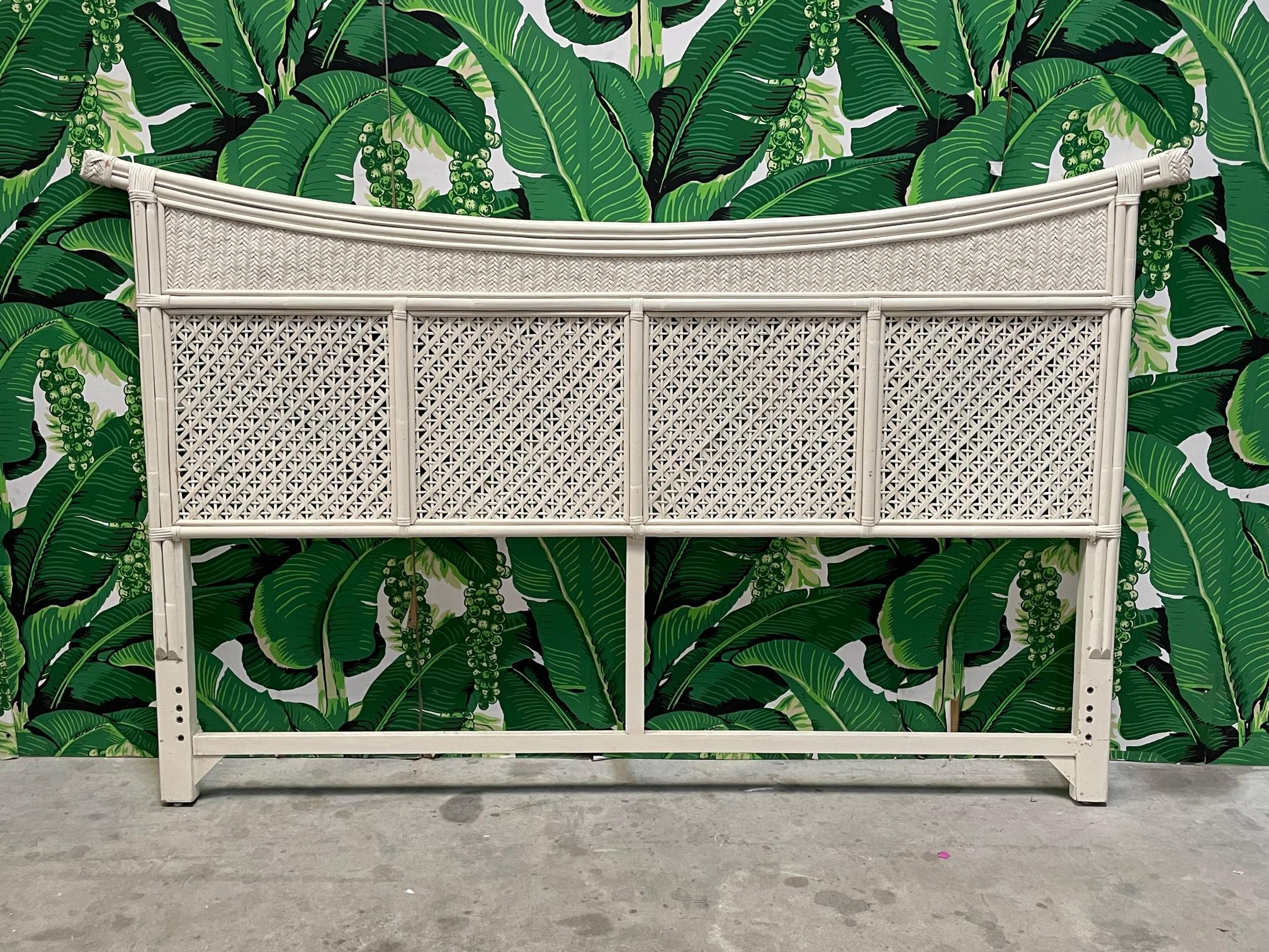 Rattan and Wicker King Pagoda Headboard For Sale at 1stDibs