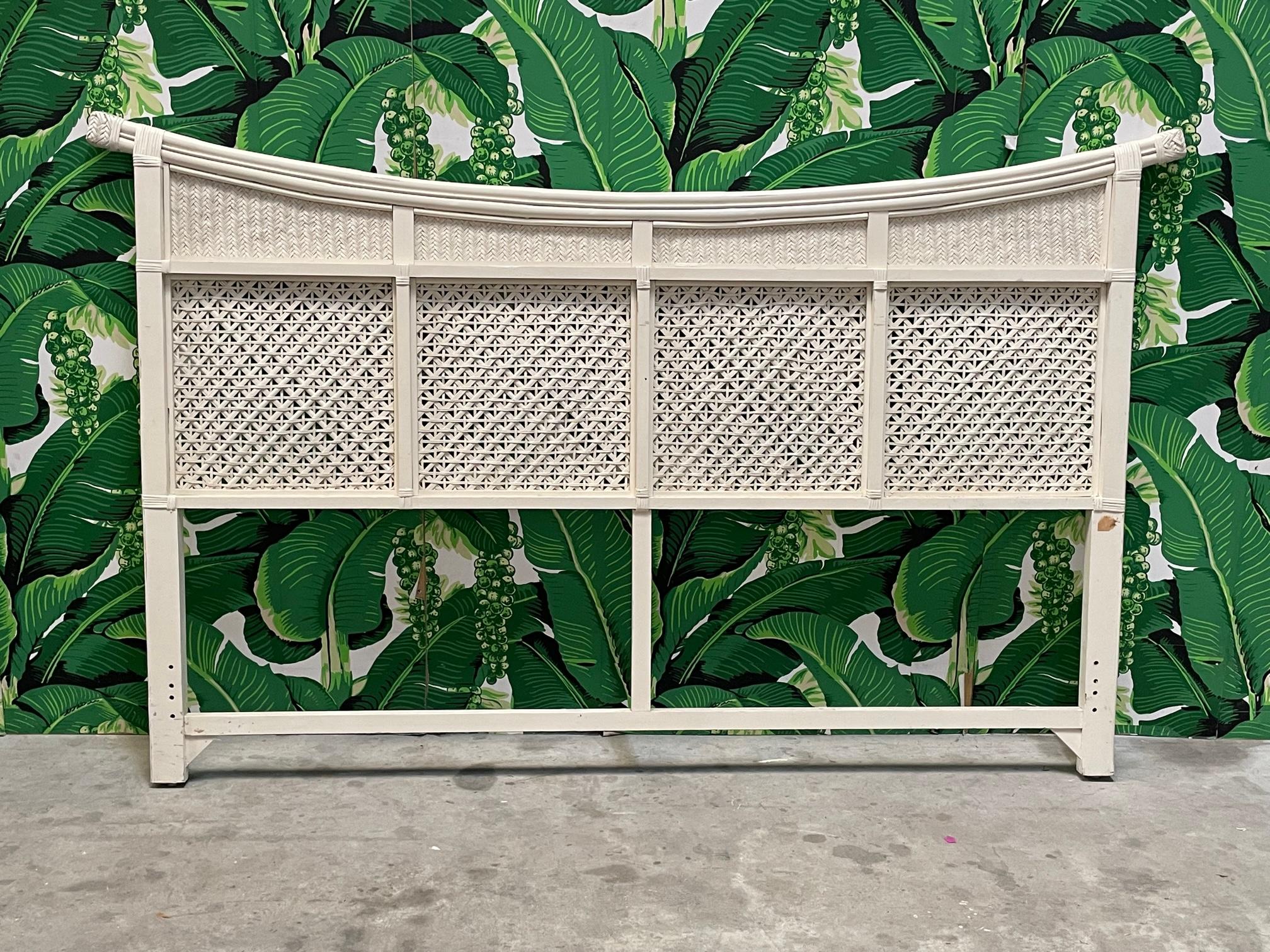 Chinoiserie Rattan and Wicker King Pagoda Headboard