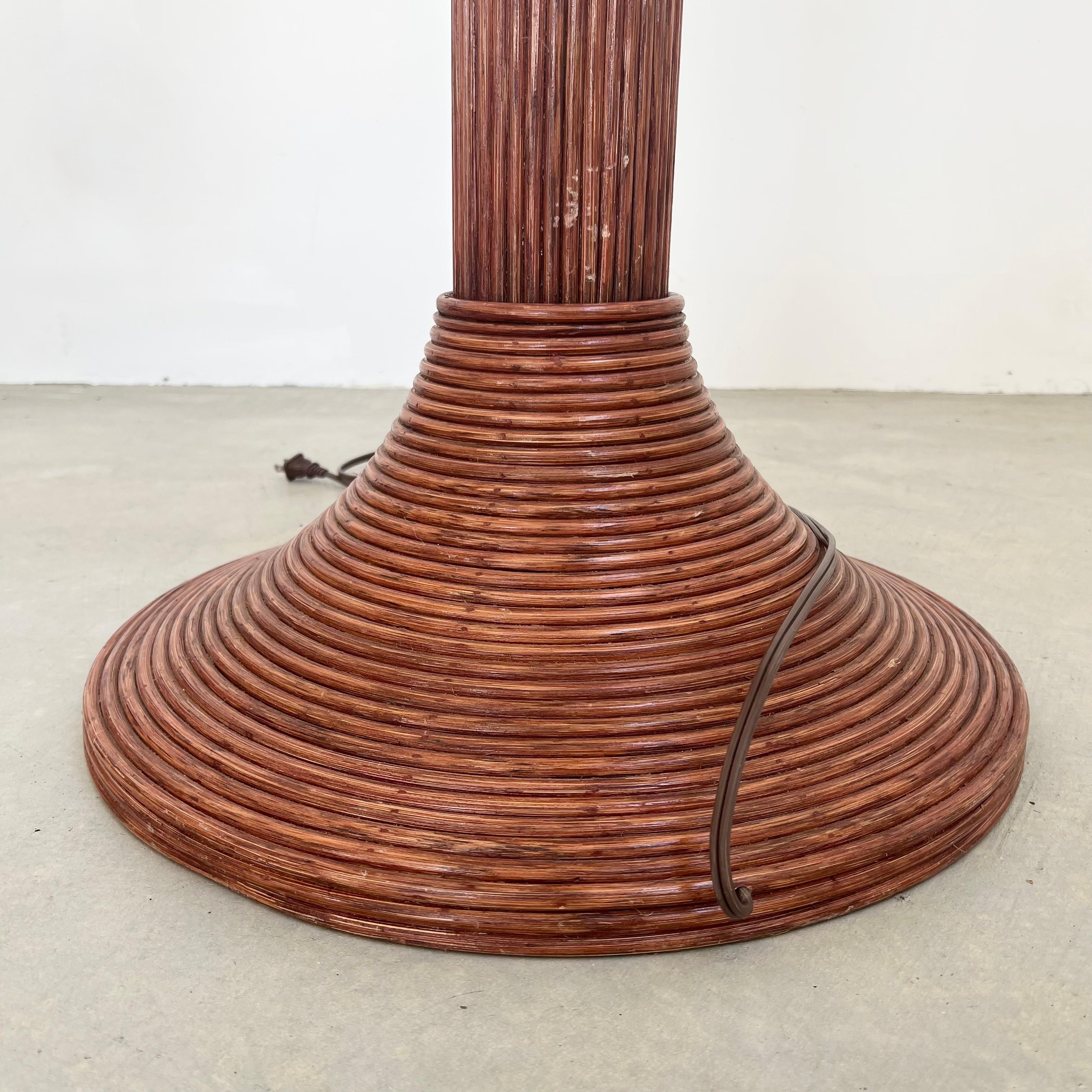 Rattan and Wicker Palm Tree Floor Lamp, 1970s, United States For Sale 4