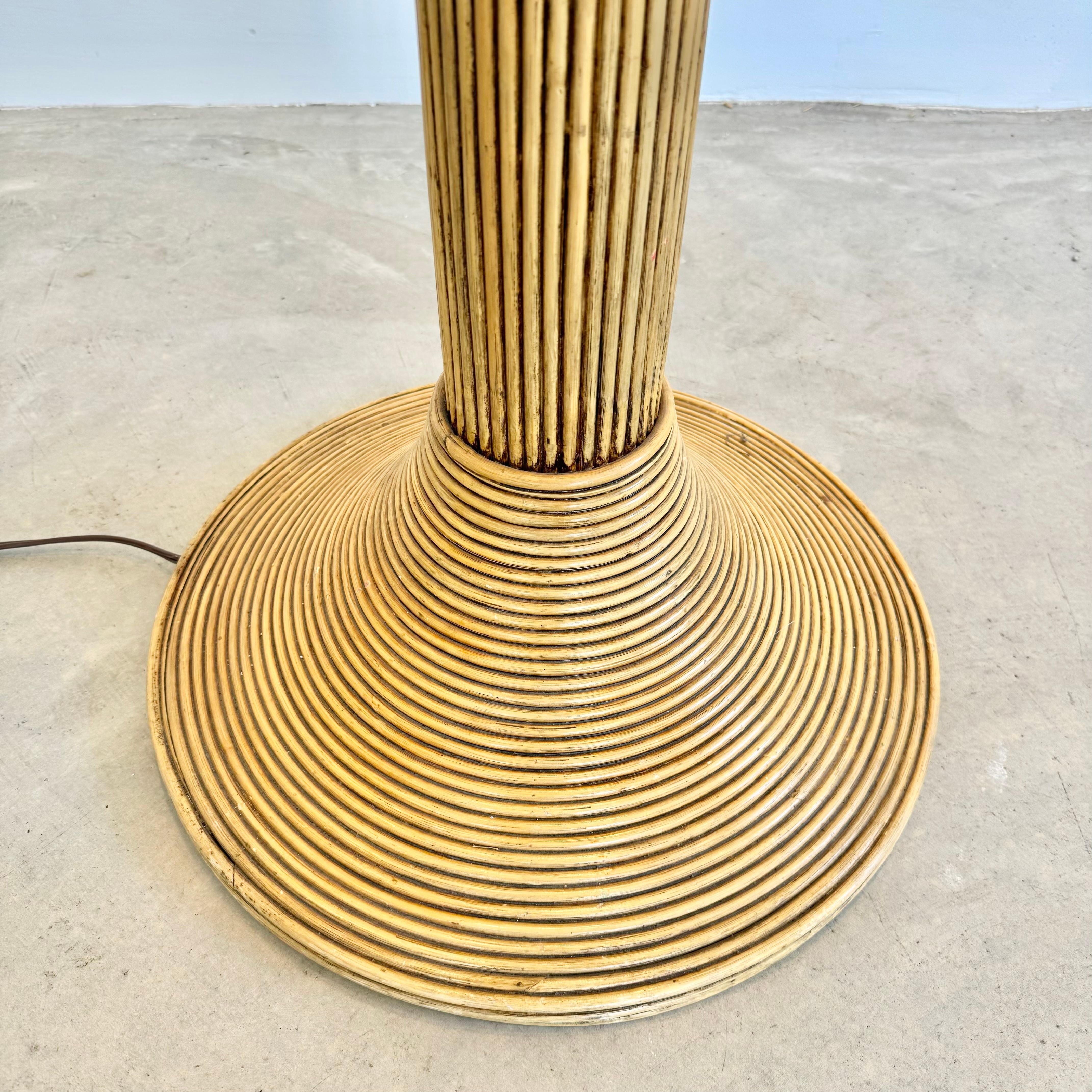 Bambù Lampada da terra a forma di palma in rattan e vimini, anni '70 Stati Uniti in vendita