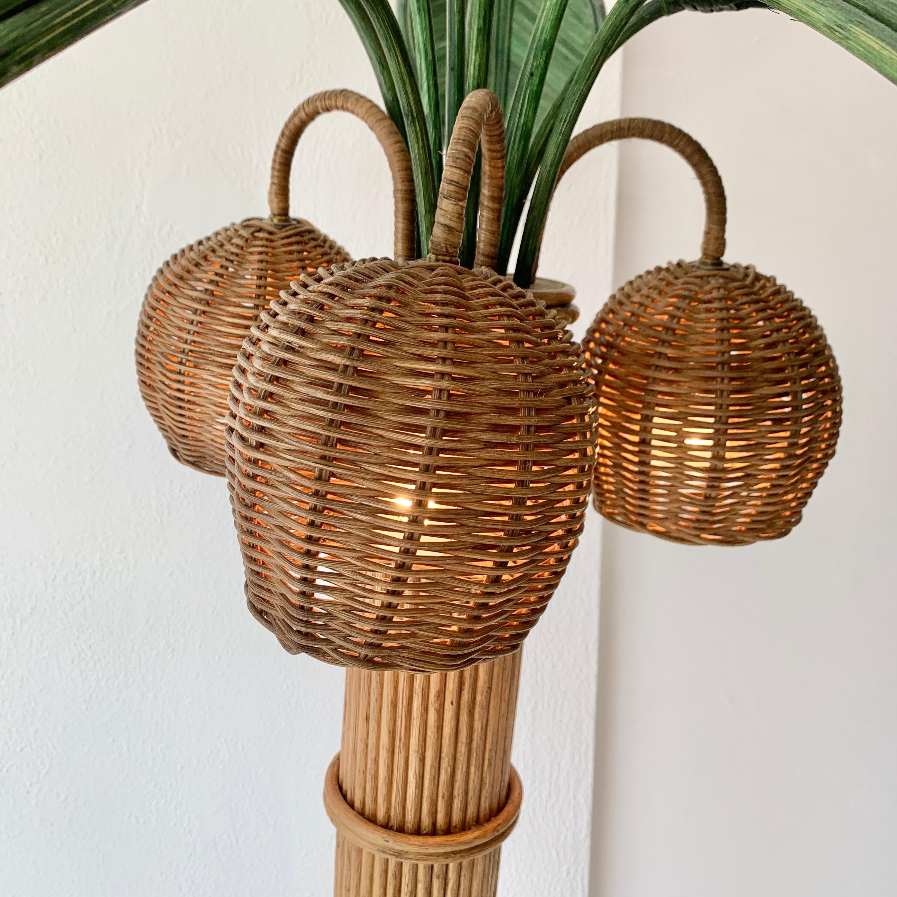 Rattan and Wicker Palm Tree Floor Lamps 2