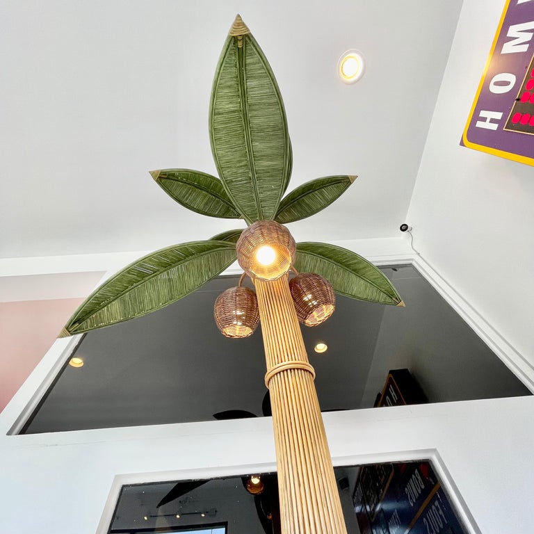 Rattan and Wicker Palm Tree Floor Lamp 6