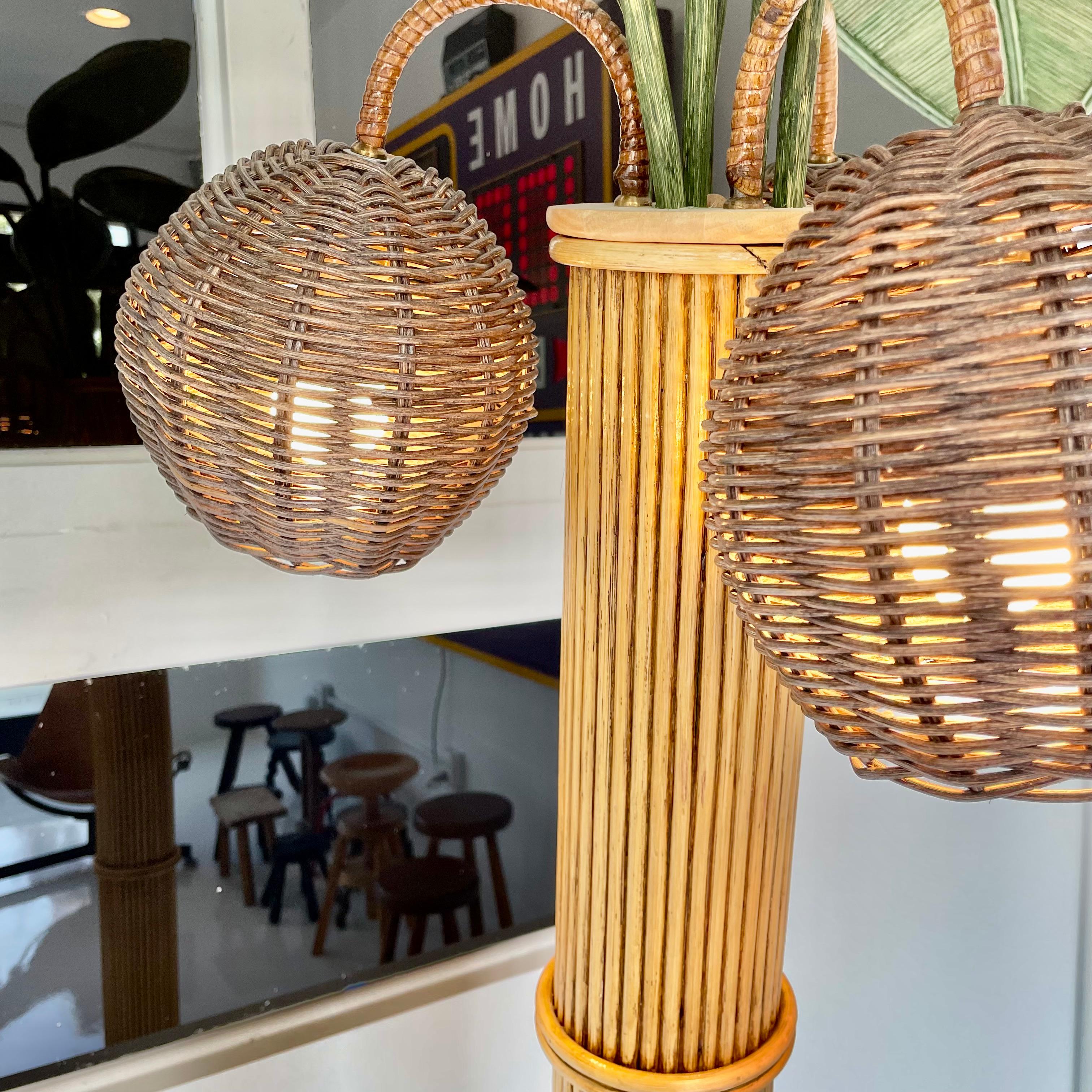 Rattan and Wicker Palm Tree Floor Lamp 5