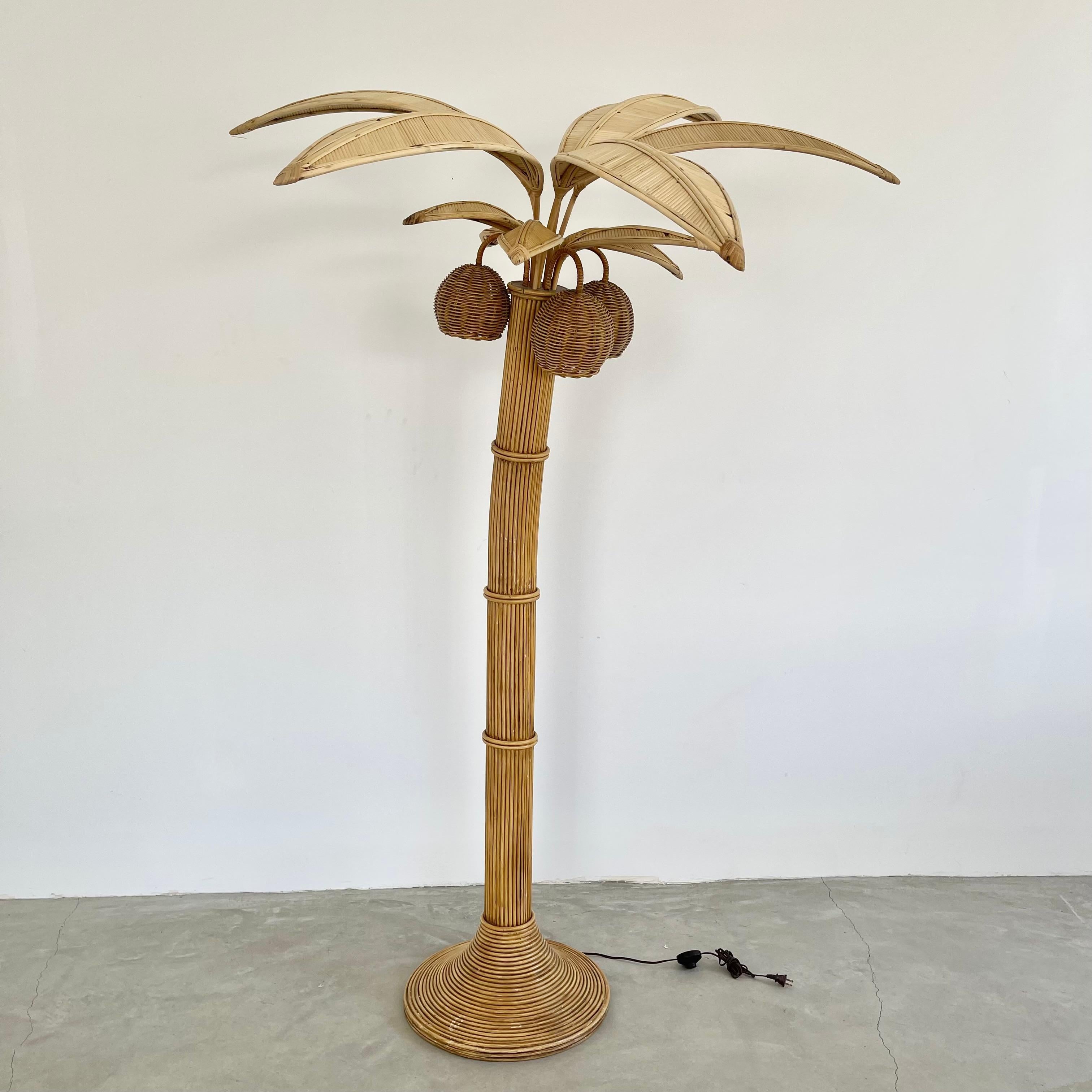 Mexican Rattan and Wicker Palm Tree Floor Lamp