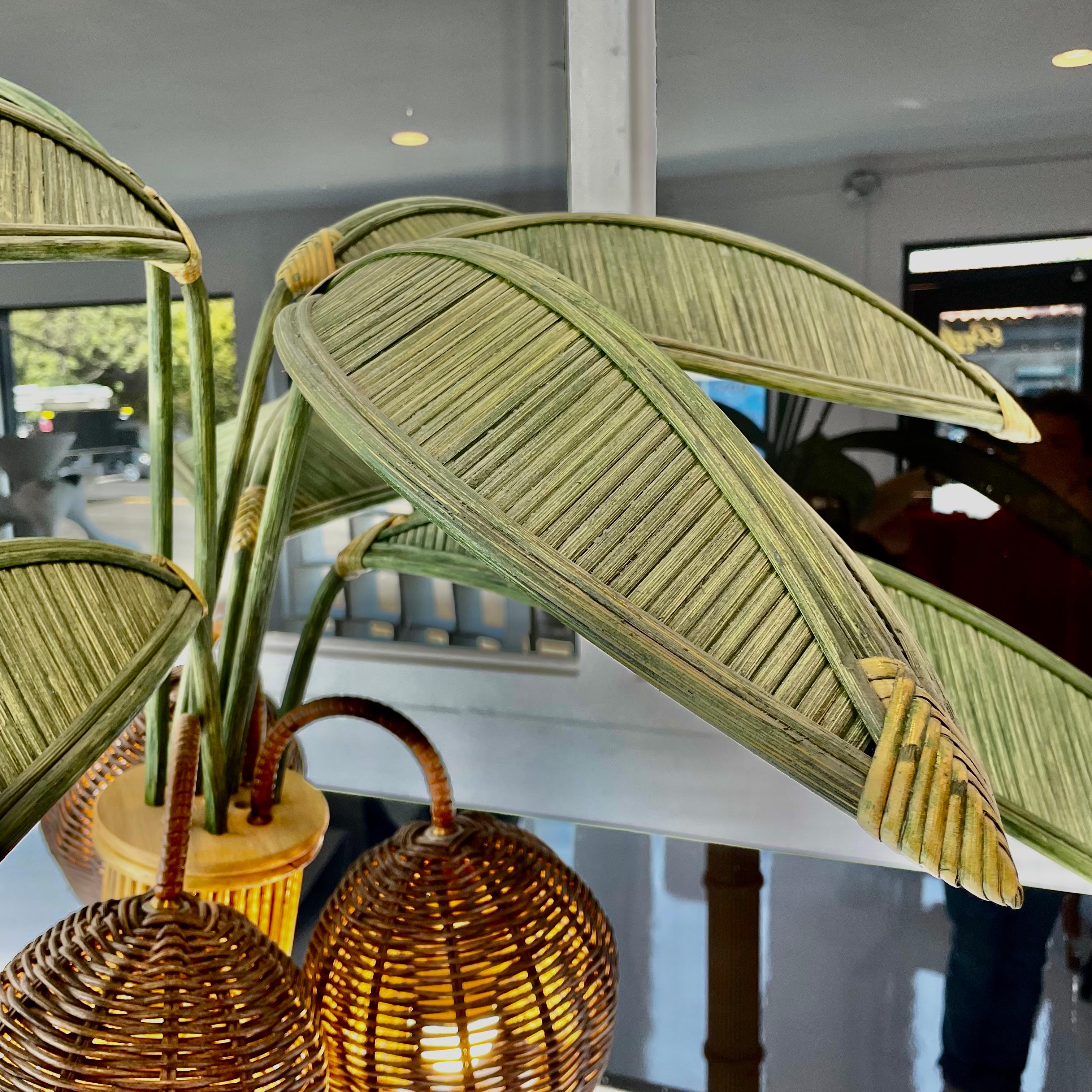 Mexican Rattan and Wicker Palm Tree Floor Lamp