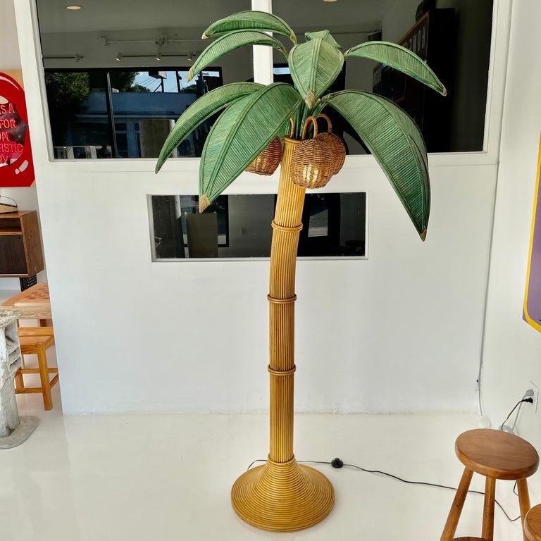 Mexican Rattan and Wicker Palm Tree Floor Lamp