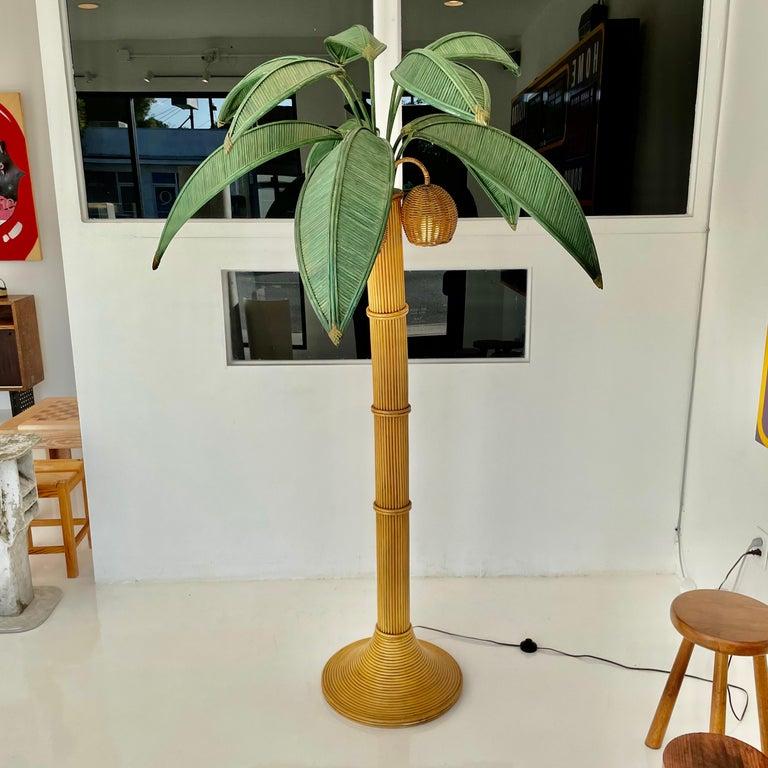 Rattan and Wicker Palm Tree Floor Lamp 1