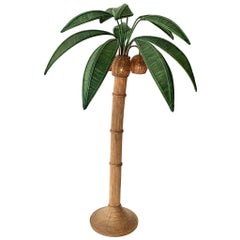 Rattan and Wicker Palm Tree Floor Lamps