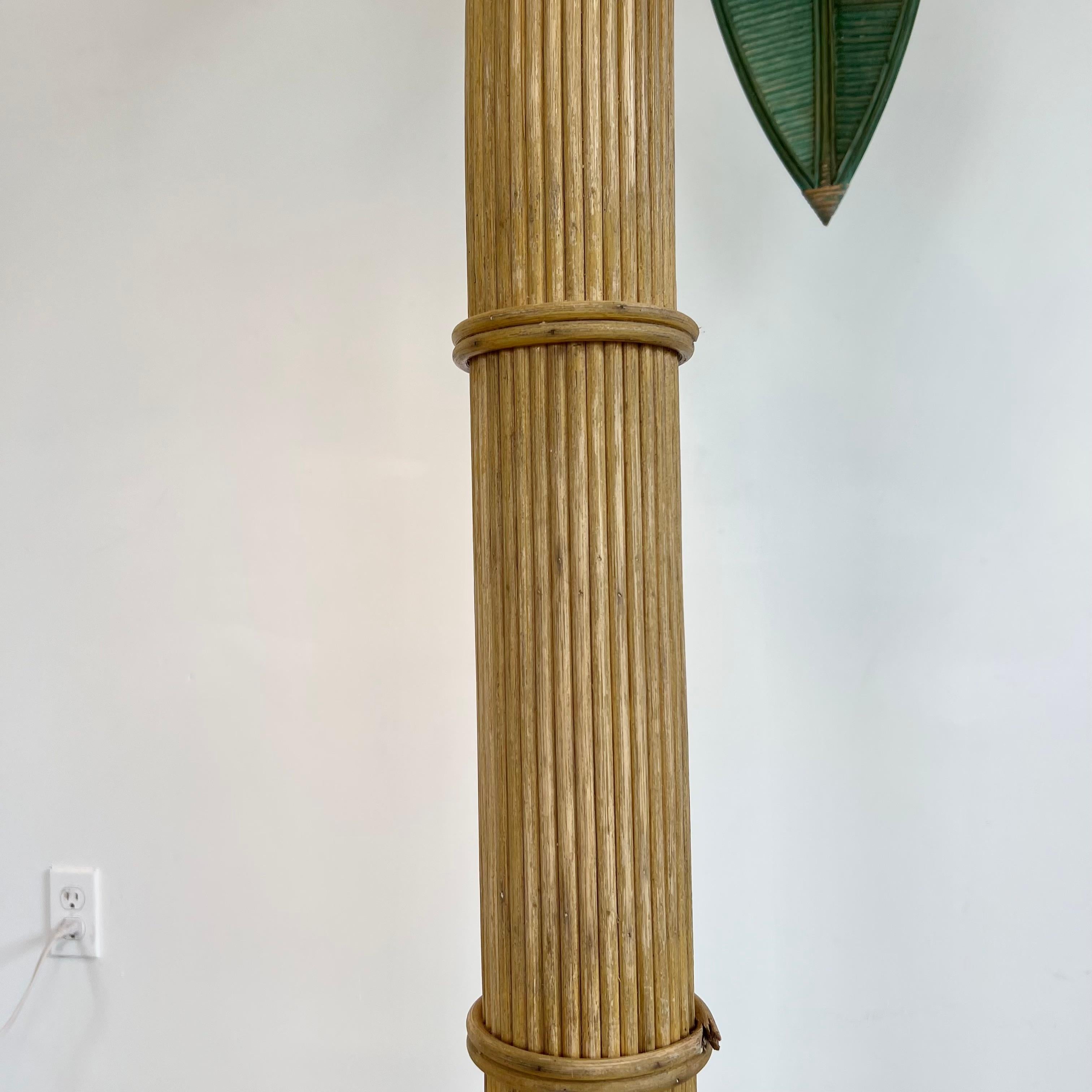 Rattan and Wicker Palm Tree Floor Lamp, 1970s United States 4