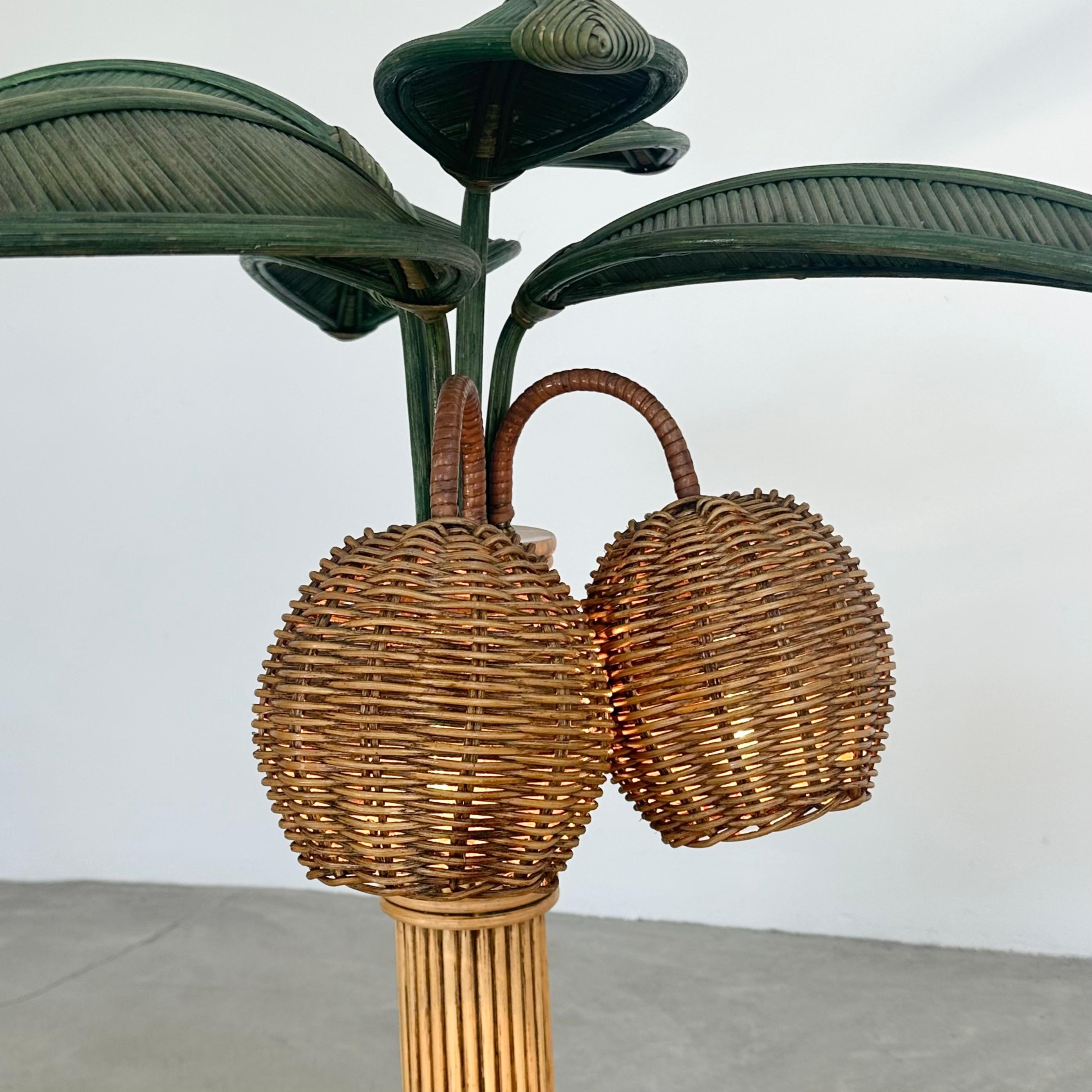 Lampe de bureau palmier en rotin et osier, années 1970, États-Unis en vente 4