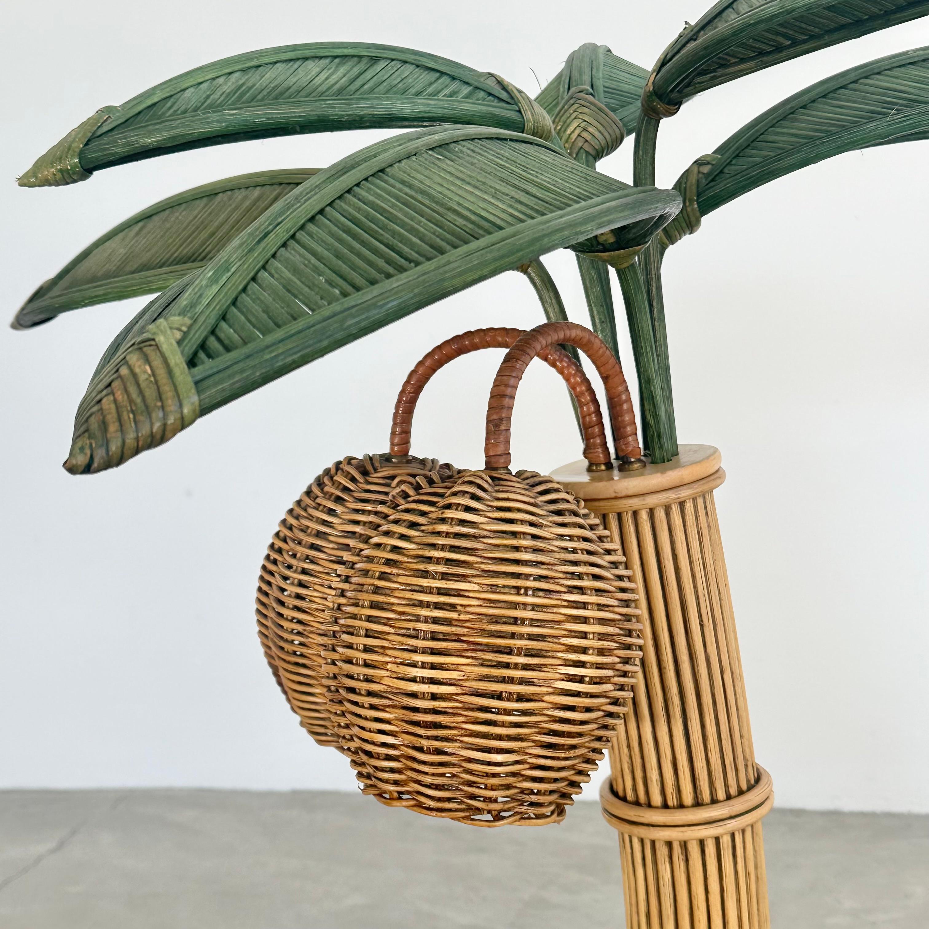 Lampe de bureau palmier en rotin et osier, années 1970, États-Unis en vente 9