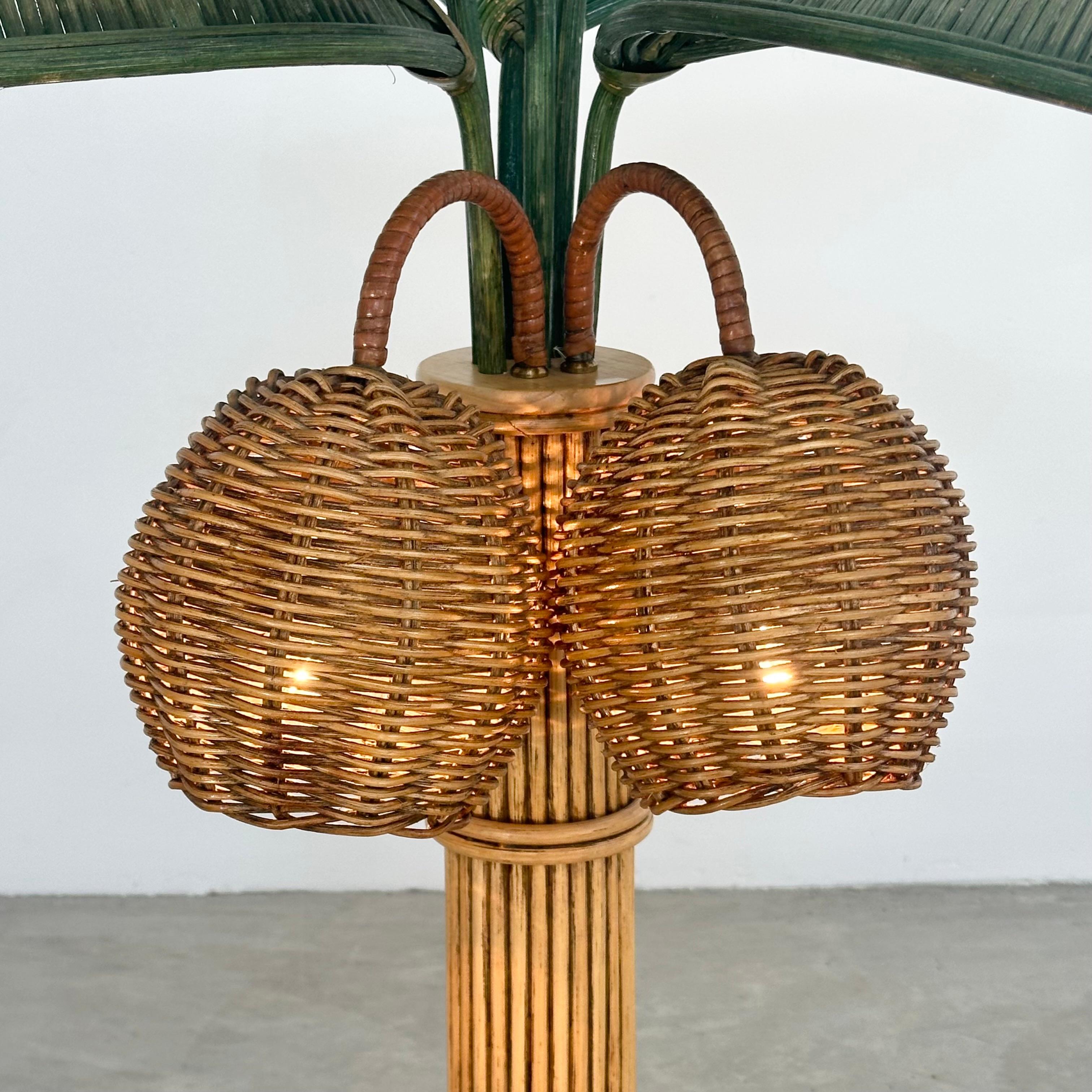 Lampe de bureau palmier en rotin et osier, années 1970, États-Unis en vente 3