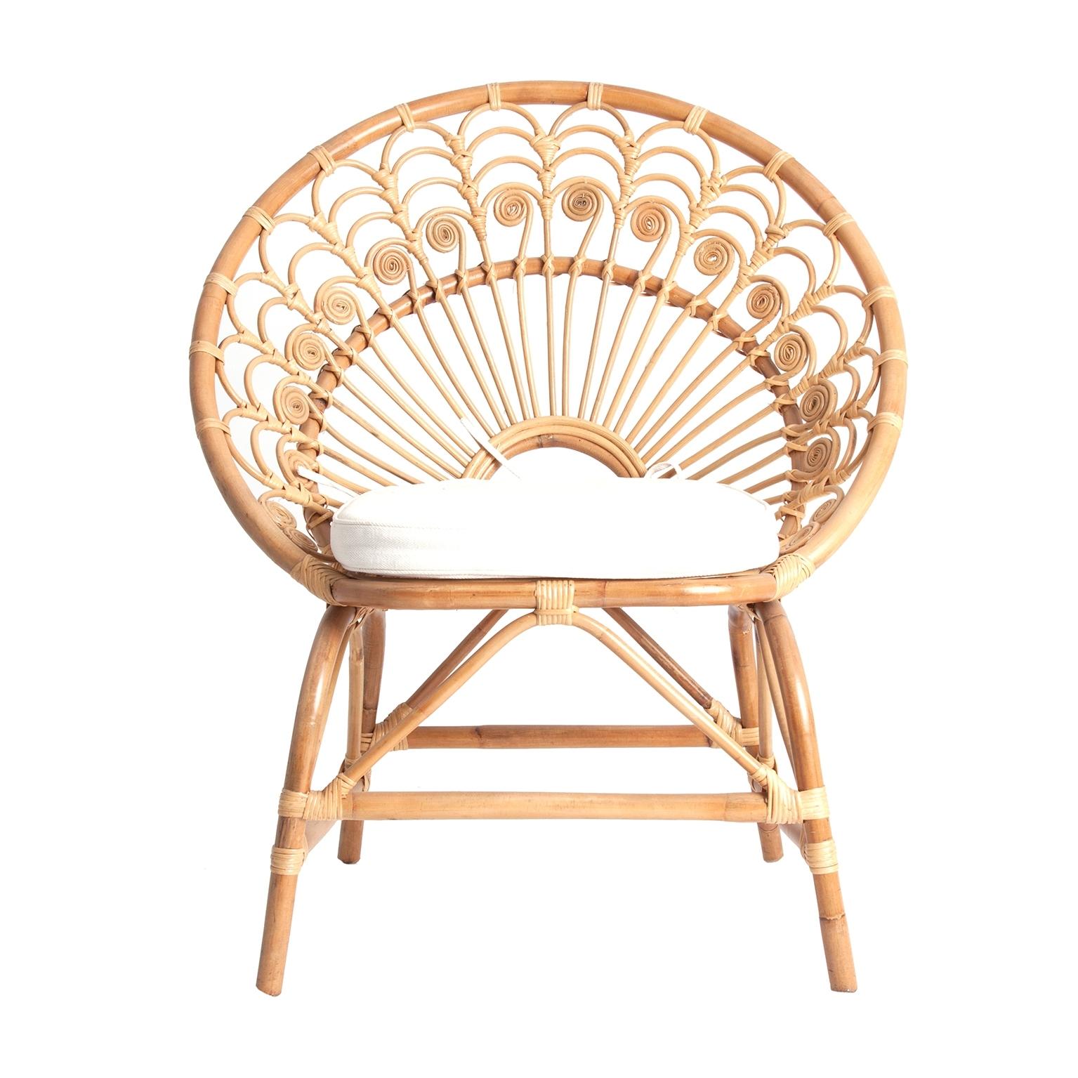 Mid-Century Modern Rattan and Wicker Peacock Armchair