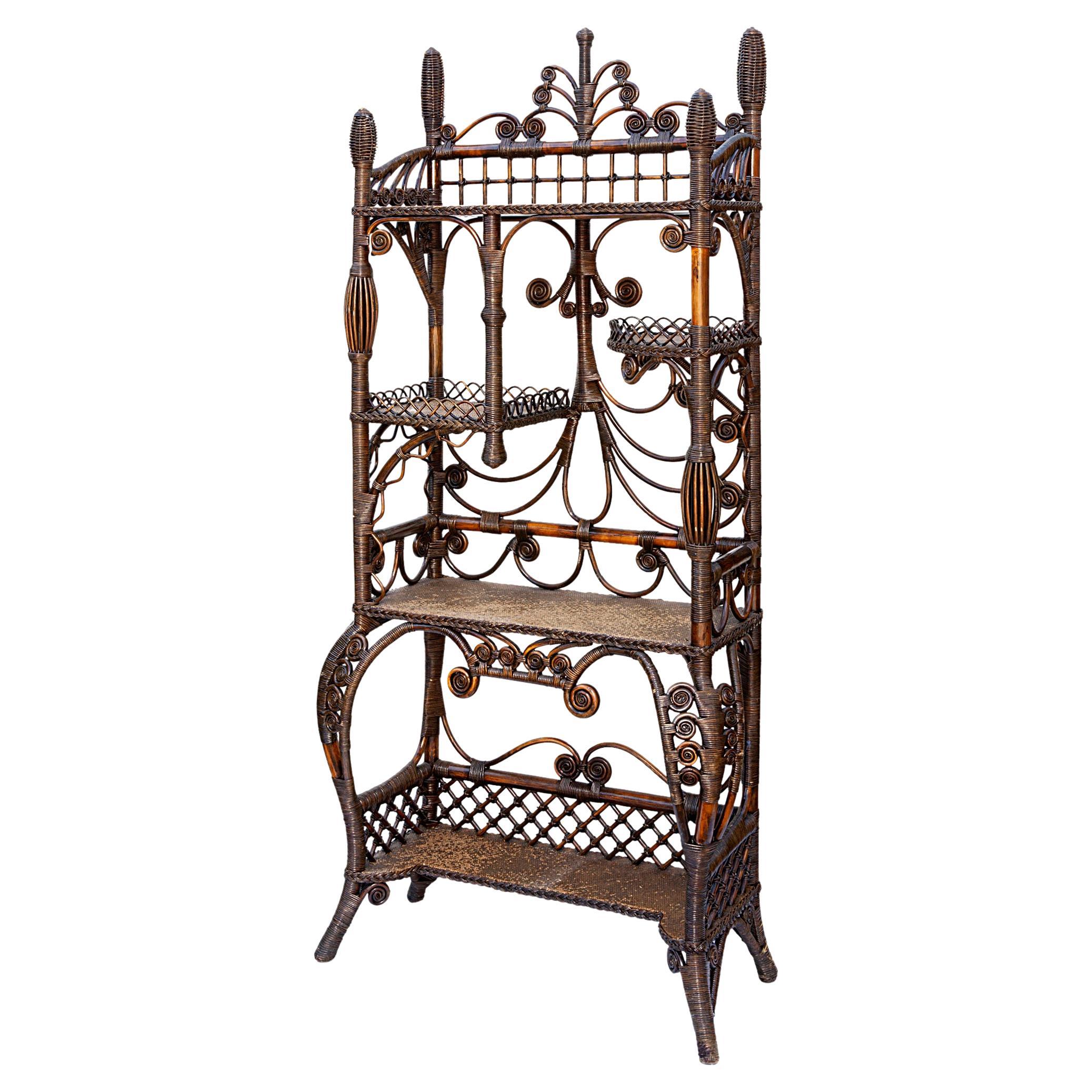 Etagère en rotin et osier Peacock