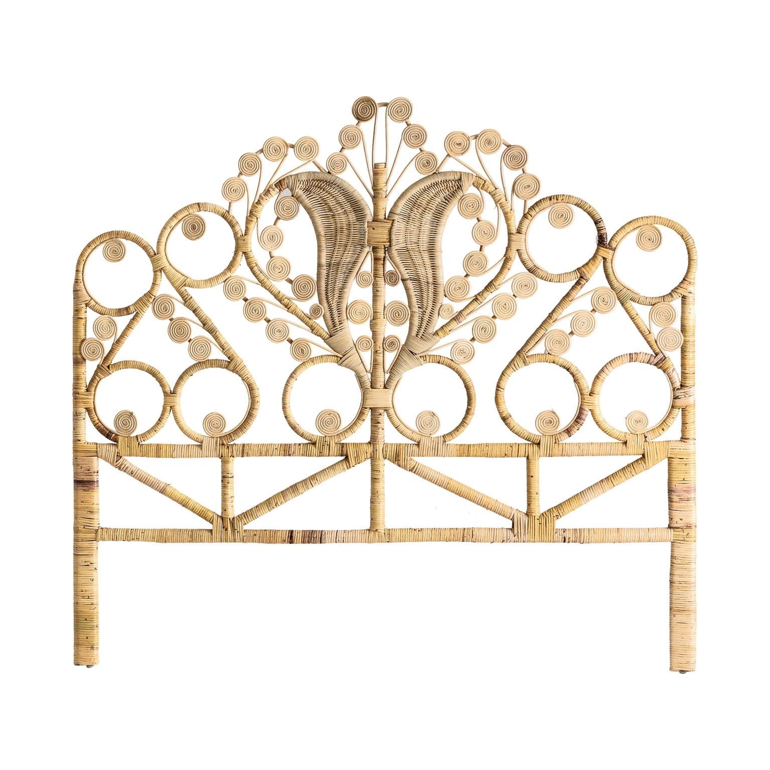 peacock rattan headboard