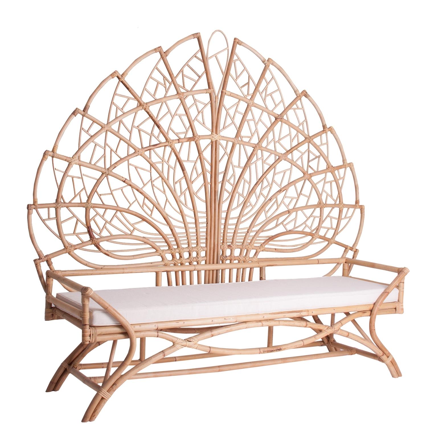 Mid-Century Modern Rattan and Wicker Queen Size Headboard For Sale