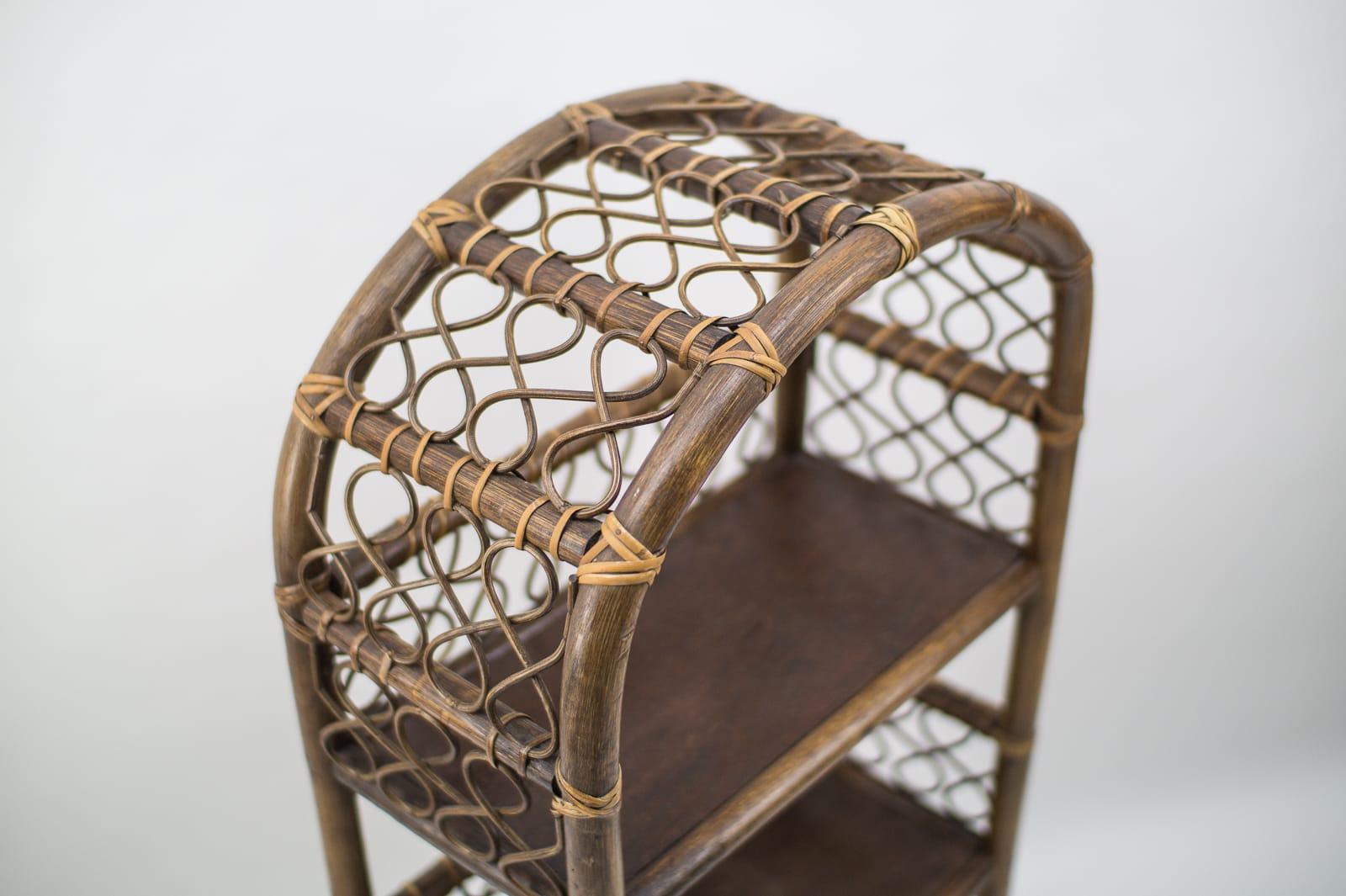 Rattan and Wicker Shelf, Italy, 1960s For Sale 1