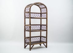 Rattan and Wicker Shelf, Italy, 1960s