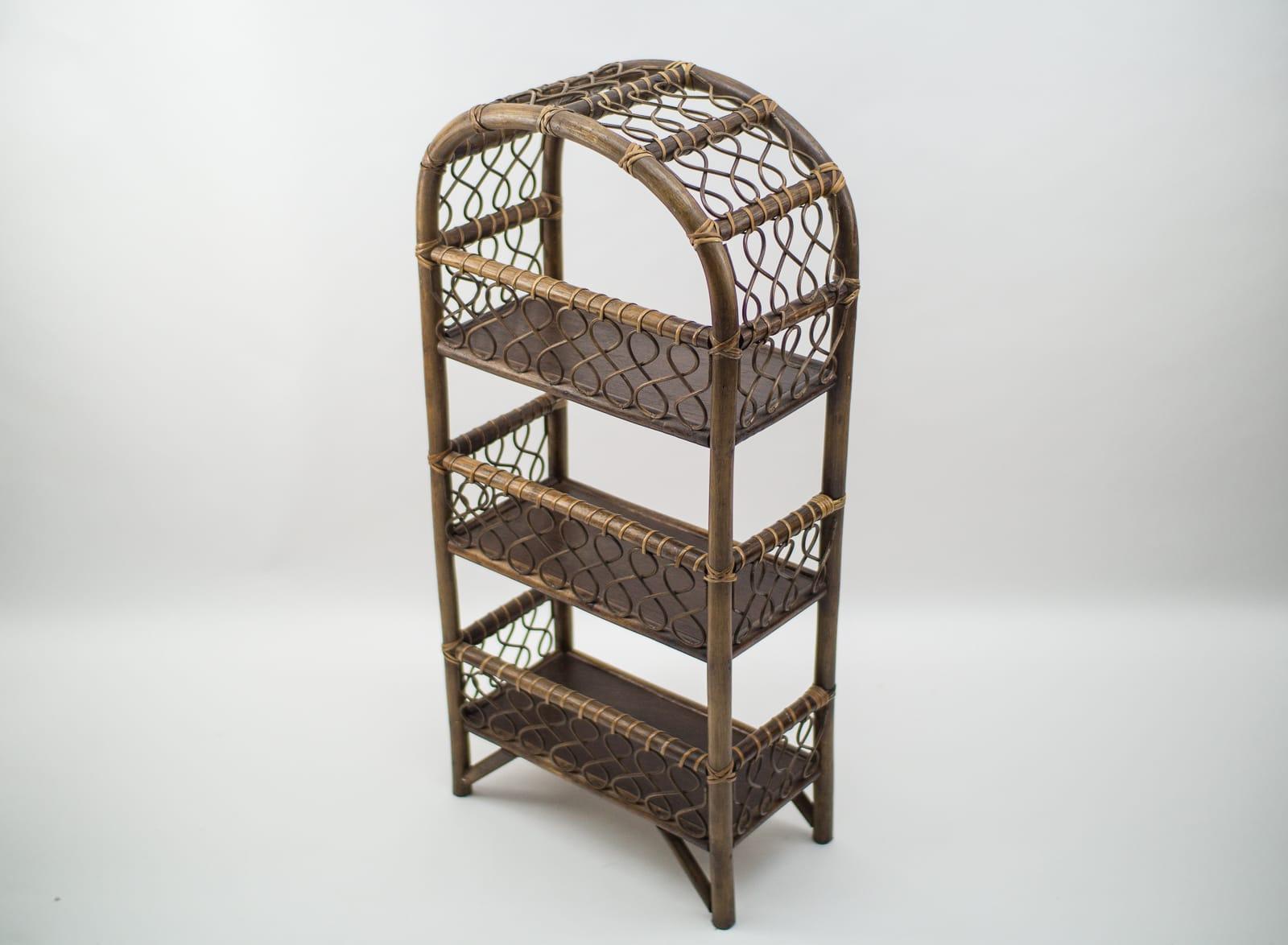 Mid-Century Modern Rattan and Wicker Shelf, Italy, 1960s For Sale